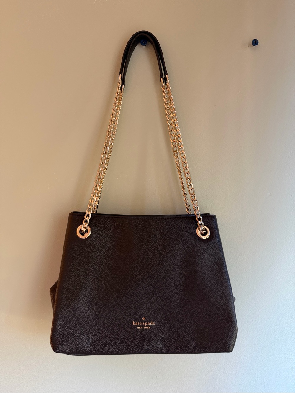 PERFECT CONDITION!! Kate Spade New York Black Pebbled Leather Halle Tote